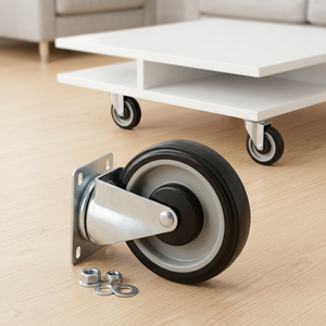 Modern Beige Leather <b>Sofa</b> With Metal Frame And Casters Portable Design - Product Image 6