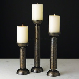Ensemble de supports à bougies en bois très demandés avec base en métal, décoration d'intérieur en trois tailles, centre de table, accents décoratifs pour mariage - Product Image 5