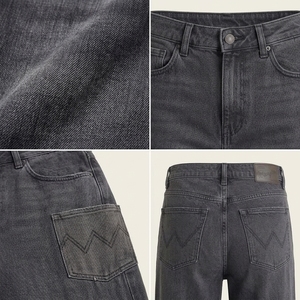 Pantalones Vaqueros de Cintura Alta y Pierna Ancha, Color Sólido, Lavado Arena, Corte Holgado, Estilo Casual, Tela de Algodón, para Otoño, ODM OEM - Product Image 5
