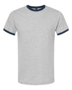 T-shirt blanc à manches courtes pour homme avec bordure contrastante noire Coupe classique Décontracté Col rond Couleur unie Coton tricoté - Product Image 3