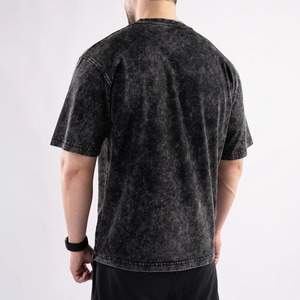 เสื้อยืดคอกลมแขนสั้นผ้าฝ้ายสีดำล้วนทรงโอเวอร์ไซส์สำหรับผู้ชาย พิมพ์ลายซิลค์สกรีน ระบายอากาศได้ดี สวมใส่สบาย - Product Image 2