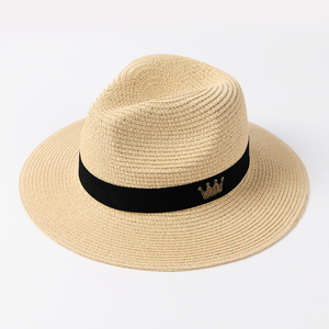 Wholesale Custom Logo Summer Panama Fedora <b>Straw</b> <b>Hat</b> Wide Brim Roll up Beach Sun <b>Straw</b> <b>Hat</b> Women and Men - Product Image 2