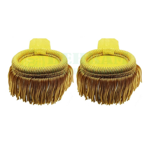 Épaulettes de cérémonie en fil d'or, à franges brodées, à pompons, à sequins, avec aimant et motifs de plaques, badges d'épaule - Product Image 2