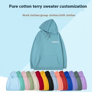 Sweat-shirts à capuche épais en molleton lourd pour hommes, coupe oversize, avec logo personnalisé, pour l'automne, motif uni - Product Image 5