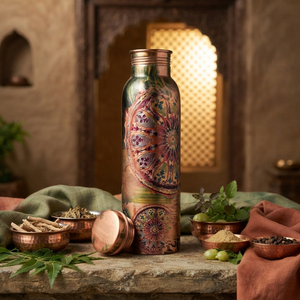 Botella de Agua de Cobre 100% Puro de 1 Litro Hecha en India, a Prueba de Fugas, Libre de BPA, Diseño Ayurvédico para el Hogar, la Oficina y Viajes - Product Image 2