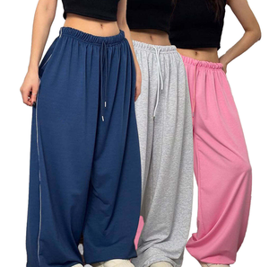 Pantalones Deportivos Casuales de Otoño para Mujer, 100% Poliéster, Talla Grande, Color Sólido, Secado Rápido, Cierre con Cordón, Bolsillos Laterales - Product Image 5