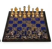 Jeu d'échecs de luxe en métal, pièces d'échecs en laiton antique et argent, échiquier classique, jeu de société, cadeau fait main, haute qualité, pour table