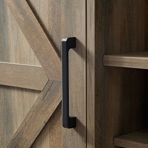 Mobile Bar Caffè Stile Rustico con Ripiani Regolabili, Portabottiglie, Anta Scorrevole e Cassetti Inclusi - Product Image 5