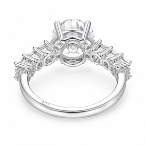 Bague de fiançailles tendance pour femme en argent sterling 925 avec moissanite de luxe taille brillant rond certifiée GRA - Product Image 3