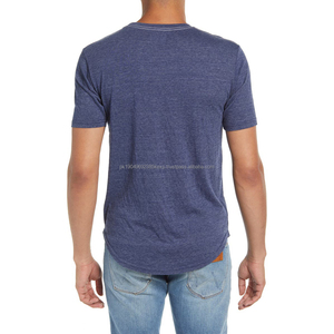 T-shirt personnalisé à ourlet incurvé pour hommes vente en gros 50% polyester 38% coton 12% rayonne T-shirt doux en trois mélanges T-shirt festonné en trois mélanges - Product Image 3