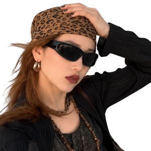 Women's Brown Leopard Print <b>Bandana</b> Head Scarf Trendy Satin Hair Wrap Vintage Style Fashion Accessory Custom OEM Manufacturer - Product Image 1