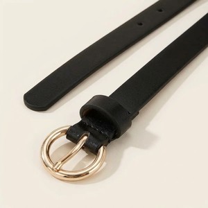 Cinturón de Diseño para Mujer en Cuero PU Negro con Hebilla de Aleación, Estilo Casual y Delgado, Accesorios al por Mayor - Product Image 2