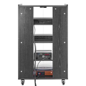 Support multimédia AV à 5 niveaux support audio-vidéo en bois roues noires pour réglage de la hauteur pour lecteurs DVD boîtes de câble Consoles de jeu - Product Image 1