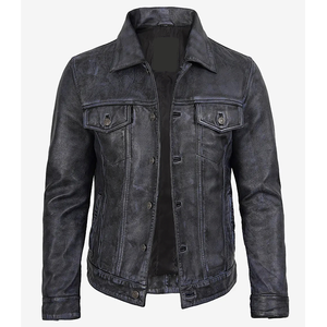 2026 OEM Best Trending Distressed Black Cowhide Leather Jackets For Men's 100%High Quality Low MOQ Winter Fashion <b>Heated</b> Jackets - Product Image 1