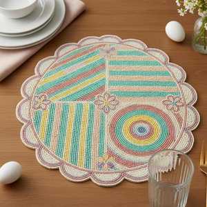 Mantel de Mesa de Lujo Moderno con Bordado de Cuentas de Vidrio, Ecológico, Hecho a Mano, 300 mm de Diámetro, 5 mm de Grosor, para Eventos, Hogar, Cenas Festivas - Product Image 5