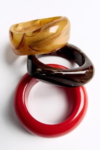 Vintage Resin Bangle <b>Bracelets</b> Set <b>Red</b> Brown Yellow Marbled Resin Bangles Unisex Jewelry - Product Image 3
