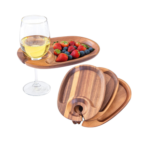 Platos de madera de acacia al por mayor para aperitivos con soporte de vidrio, tabla de charcutería para fiestas, de Vietnam - Product Image 1