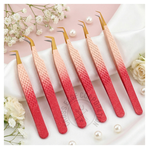 Pinzas de Extensión de Pestañas de Acero Inoxidable con Punta de Fibra Hechas a Mano, Pinzas de Volumen Duraderas y Precisas para Técnicos de Pestañas 45 - Product Image 1