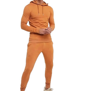 Ensemble de survêtement 2 pièces pour homme, léger, à capuche, délavé à l'acide, couleur unie, avec pantalon de jogging, pour le sport en extérieur et l'entraînement en salle de sport, avec cordon de serrage - Product Image 1