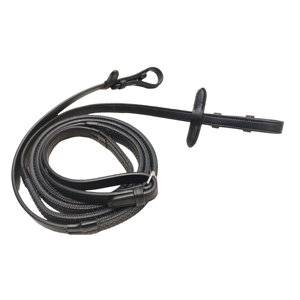 Cordes de dressage en caoutchouc Bio Grip avec poignée en caoutchouc, 54 pouces de long, pour le saut d'obstacles et le dressage, noires - Product Image 1