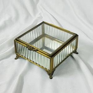 Gorgeous Designer Glass <b>Card</b> Holder <b>Box</b>, Golden Metal Frame Decorative Storage for <b>Wedding</b> Reception, Keepsakes and Gifting - Product Image 3