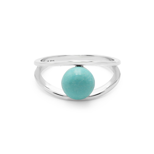 New Minimalist 100% Pure S925 Sterling Silver <b>Turquoise</b> Ball Gemstone <b>Ring</b> Bezel Setting Unisex Everyday Wear Gemstone Fine <b>Ring</b> - Product Image 1