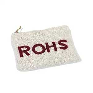 Rohs Mini <b>Coin</b> <b>Purse</b> White Non-Woven Fabric Zipper Closure Unisex Portable Minimalist Letter Pattern - Product Image 1