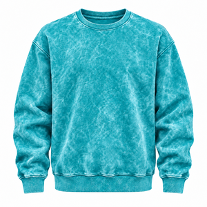Sweat-shirt surdimensionné pour homme en molleton 100% coton OEM, 500 GSM, grande taille, délavé à l'acide, avec logo brodé personnalisé - Product Image 1
