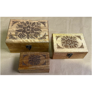 Exportador Líder en la Venta de Cajas de Madera de Mango Rectangulares Hechas a Mano de Alta Calidad para Almacenamiento en el Hogar y la Cocina, Cajas de Madera Tallada para Regalo - Product Image 1