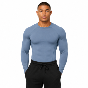 Camiseta de Compresión de Manga Larga Personalizada para Hombre, Spandex/Poliéster, para Gimnasio, Entrenamiento, Deportes, Capa Base, Marca Privada OEM - Product Image 1