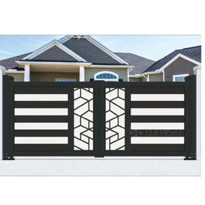 מערכת שער אוטומטית לוילה מודרנית יוקרתית לחצר קדמית ולגינה, ספק שער גדר חיצוני מסגסוגת אלומיניום - Product Image 3