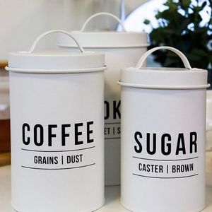 Retro Metal Storage Containers Set With Copper Handles And Lids For Kitchen Food Preservation Gray Color - Product Image 1