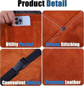 กางเกงหนังสำหรับเชื่อมโลหะแบบเอี๊ยม ทนไฟ ป้องกันขา ปรับเอวได้ ชุดป้องกันความปลอดภัยสำหรับงานเชื่อม - Product Image 6