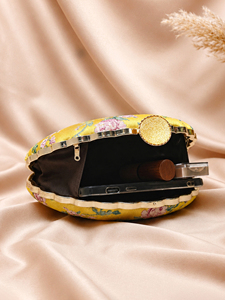 Yellow Floral Embroidery Party <b>Clutch</b> Elegant Evening Handbag for Women <b>Wedding</b> and Party Use - Product Image 3