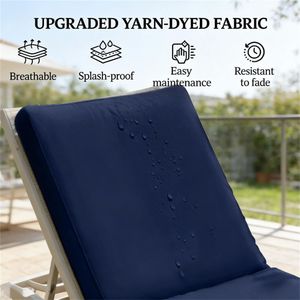 Two-Piece Navy Blue Outdoor Chair Cushion Leisure Garden Replacement Cushion Only - Product Image 2