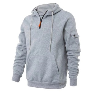 Premium High Quality Custom Oversized Wholesale Retro Men's Sweatshirt Work Half Zip Up Jumper Hoodie Hooded Jacket <b>Coat</b> Tops - Product Image 3