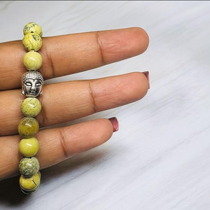 สร้อยข้อมือลูกปัดเซอร์เพนไทน์คุณภาพสูง ของขวัญสุดโรแมนติก เครื่องประดับเสริมเสน่ห์สำหรับผู้ชายและผู้หญิง พลังงานบำบัด สำหรับการทำสมาธิ - Product Image 4