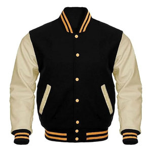 Unisex Green Genuine Wool Blend Leather Sleeves Double Breasted Breathable Varsity <b>Jacket</b> Letterman Style Rib Knitted Bomber - Product Image 1