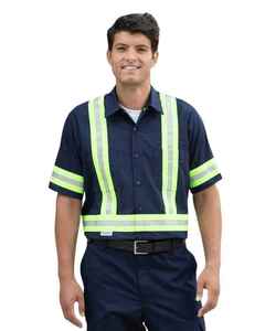 Chemise de travail réfléchissante à manches courtes, haute visibilité, uniforme de travail à manches courtes, chemise de travail en coton bicolore haute visibilité - Product Image 5