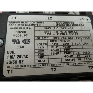 Relé Arrow Hart Controls ACC730U20, 3P 600VAC 75A - Equipo y Piezas de Semiconductores de Confianza de Marca Global - Product Image 6