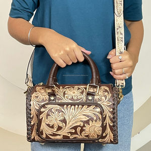 Bolsos de Hombro de Cuero Genuino con Diseño Floral Hecho a Mano, Cierre de Cremallera, Tendencia Septiembre 2026, para Mujer - Product Image 3