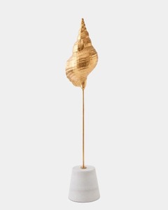 Sculpture abstraite plaquée or, forme irrégulière, faite à la main, décoration artistique moderne pour table de salon - Product Image 1