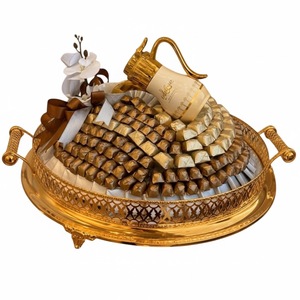 Fabulous Design Home <b>Table</b> Decoration Chocolate <b>Tray</b> Prime Quality Gold Metal <b>Tray</b> For Wedding Party And Events On Sale - Product Image 3
