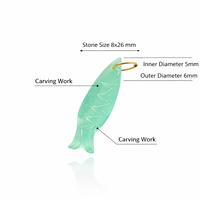 Pendentif poisson en calcédoine aqua, breloque poisson aqua sculptée à la main avec anneau doré, pendentif bijou inspiré de l'océan pour la création de colliers