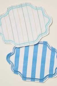 Manteles individuales Bearfit hechos a mano con bordado Madline, 100% algodón, lona orgánica, ecológicos, estilo europeo, con rayas azules - Product Image 4