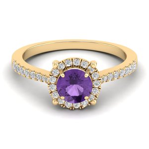 Bague en améthyste REYES, nouveau design, pour femmes, or rose massif 9K 10K 14K 18K 22K, diamants, bagues de fiançailles, bijoux fins - Product Image 6