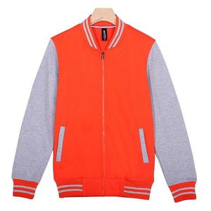 Custom Wholesale Blank Bulk Plain Unisex <b>Black</b> Men Women College Stand Collar Embroidery <b>Fleece</b> Baseball Varsity Jackets - Product Image 1