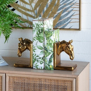 Vintage design gold giraffe bookend set decorative animal <b>book</b> holder safari wildlife sculpture design customization available - Product Image 4