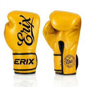 Guantes de Boxeo de Cuero Hechos a Mano de Primera Calidad para Entrenamiento de Muay Thai y Kickboxing, Absorben la Humedad, con Soporte de Muñeca y Cierre de Gancho en los Dedos - Product Image 1