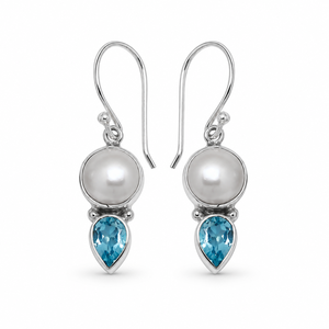 Pendientes Finos Facetados de Topacio Azul Natural en Plata de Ley 925 BER-38, Joyería India Personalizada OEM ODM de Marca Privada para Mujer - Product Image 1